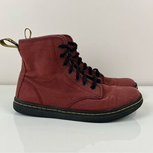 Dr. Doc Martens Women’s Size 7.0 Shoreditch Red Canvas Lace Up Combat Boots